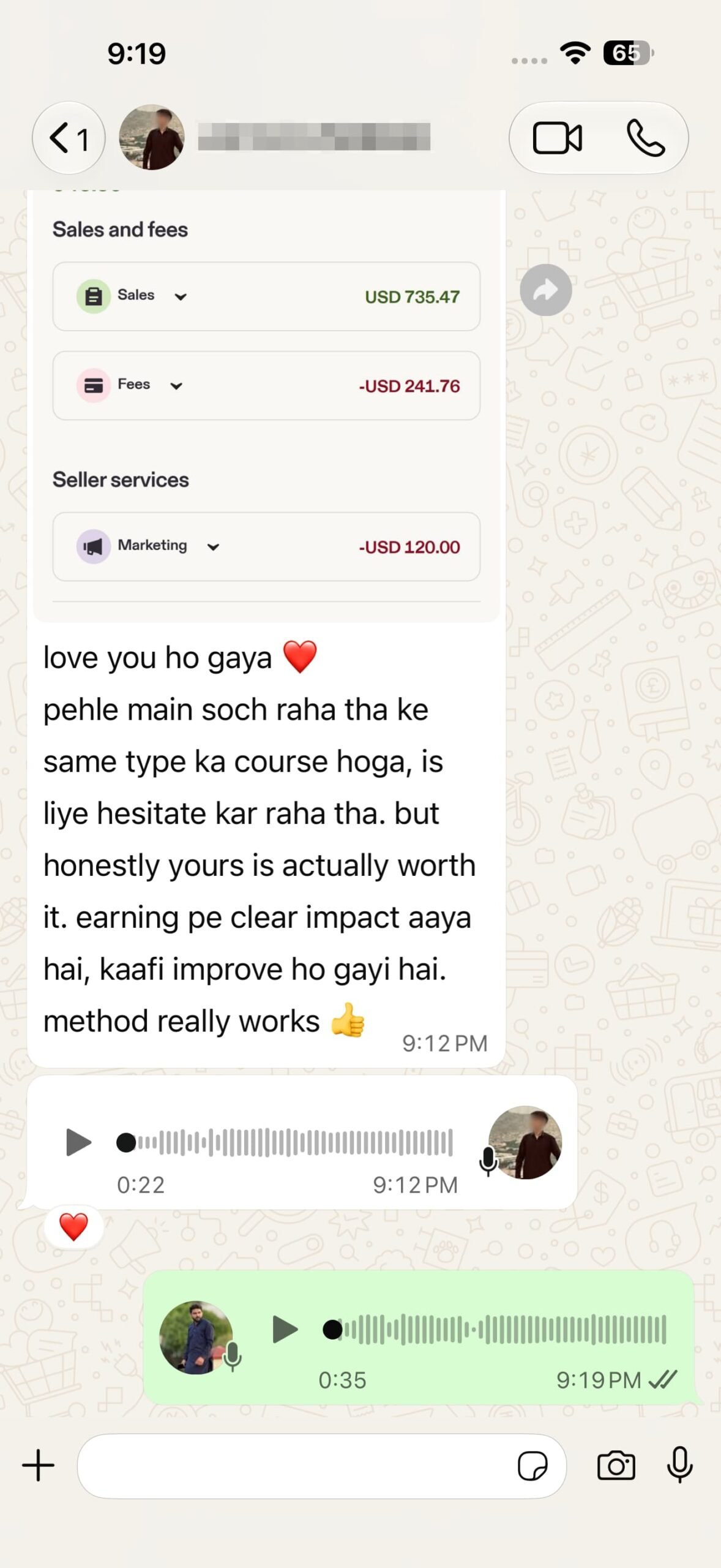 Student WhatsApp proof preview