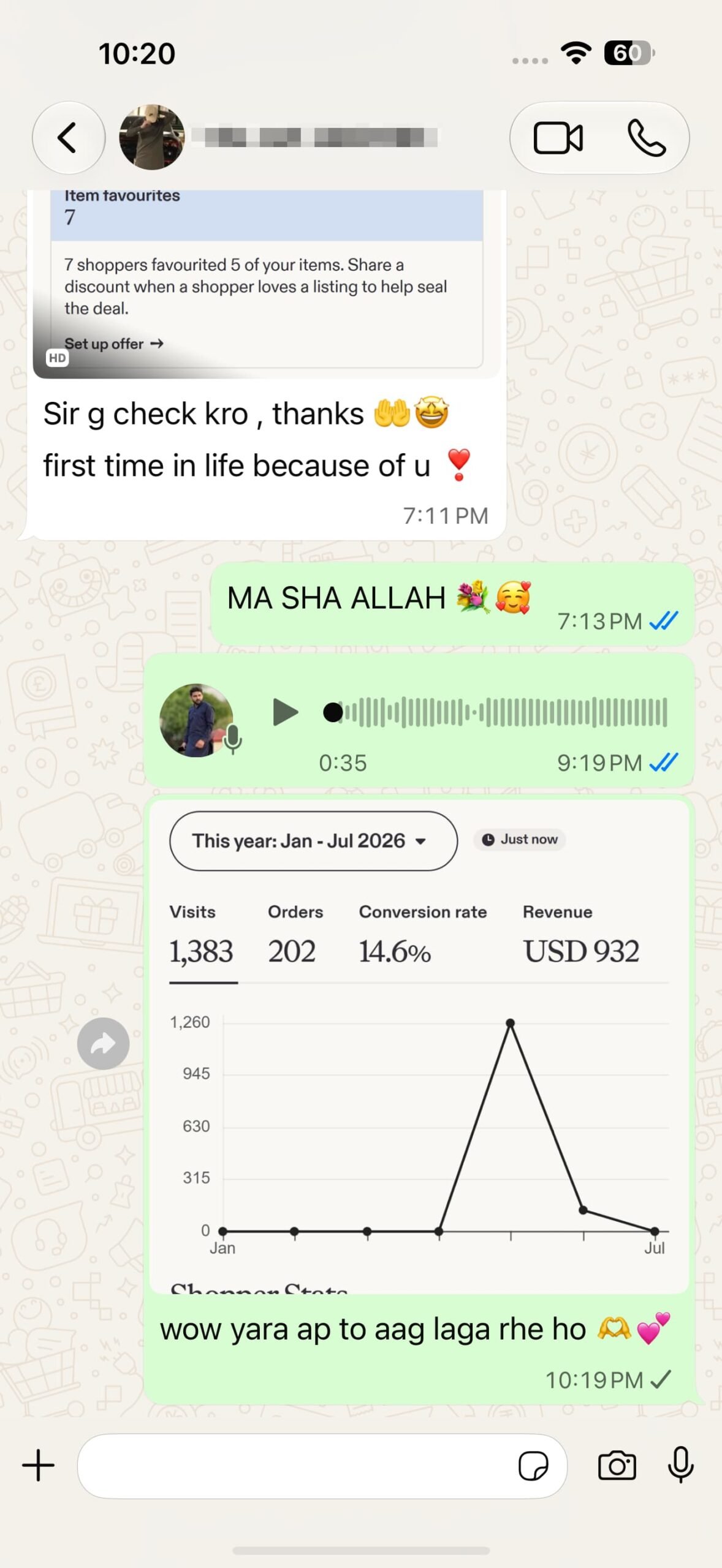 WhatsApp message proof from Amir Methods student 3