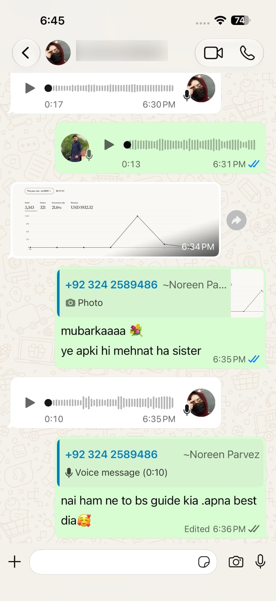 WhatsApp message proof from Amir Methods student 4